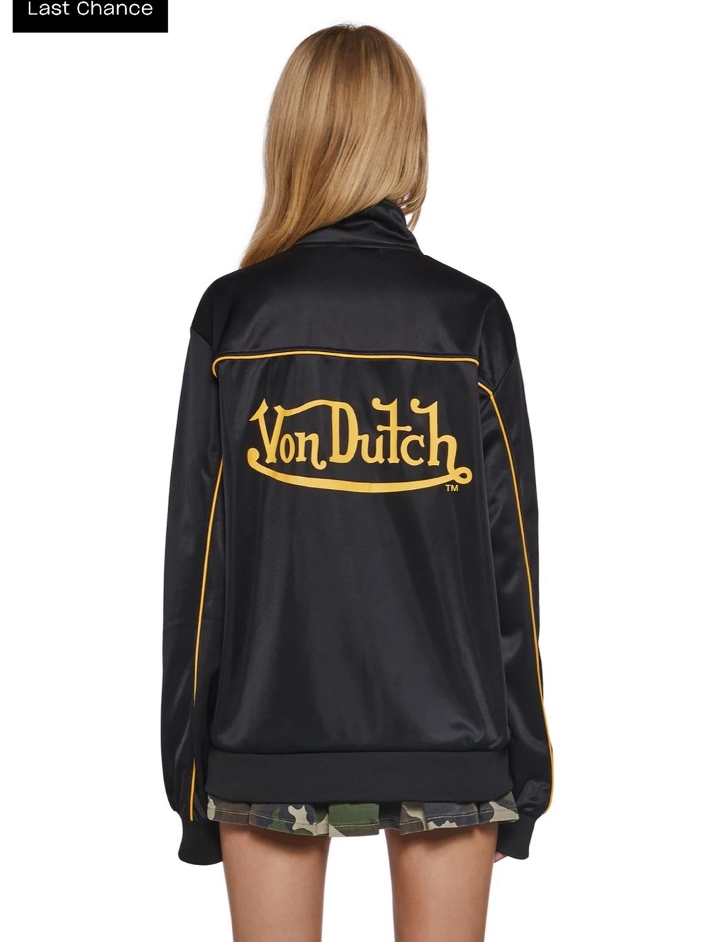 Von Dutch Black Jacket with Yellow Logo Piping - Picture 1 of 7